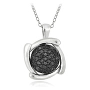 Sterling Silver 1/4ct Black Diamond Round Swirl Necklace