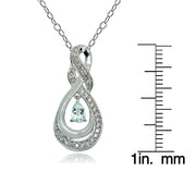 Sterling Silver Aquamarine and White Topaz Infinity Twist Teardrop Necklace