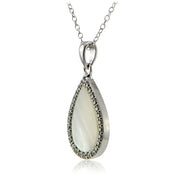 Sterling Silver Mother of Pearl and Cubic Zirconia Teardrop Necklace