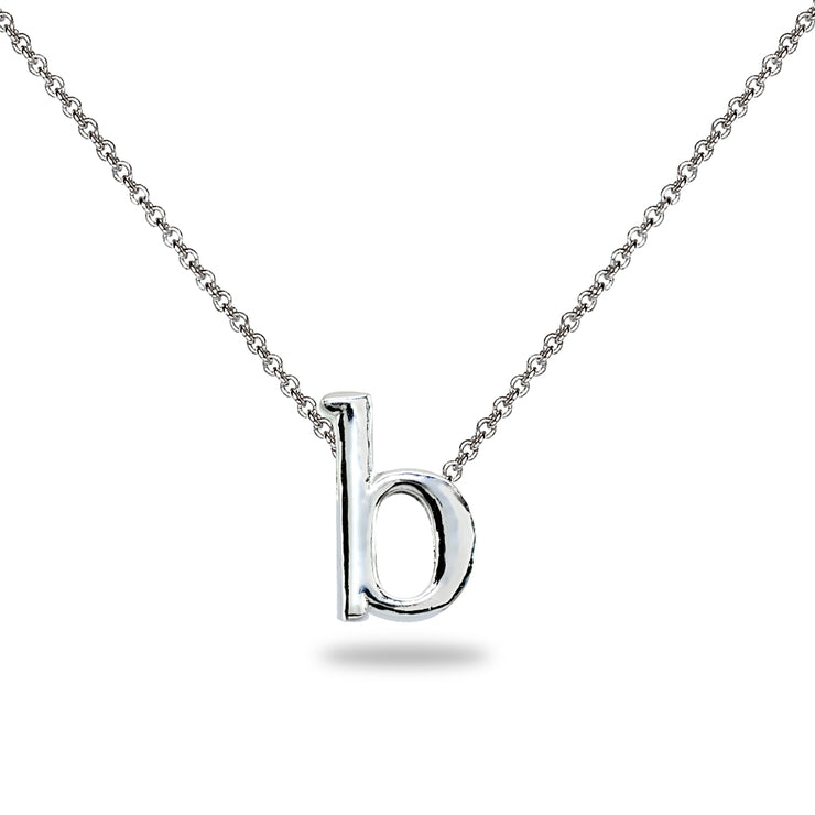Sterling Silver B Letter Initial Alphabet Name Personalized 925 Silver Necklace, 15” + Extender