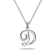 Sterling Silver D Letter Initial Alphabet Name Personalized 925 Silver Pendant Necklace