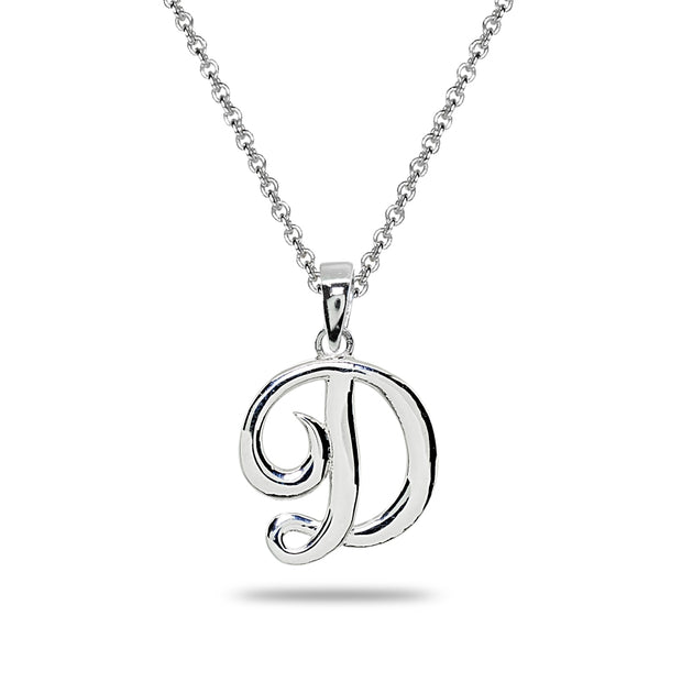 Sterling Silver D Letter Initial Alphabet Name Personalized 925 Silver Pendant Necklace
