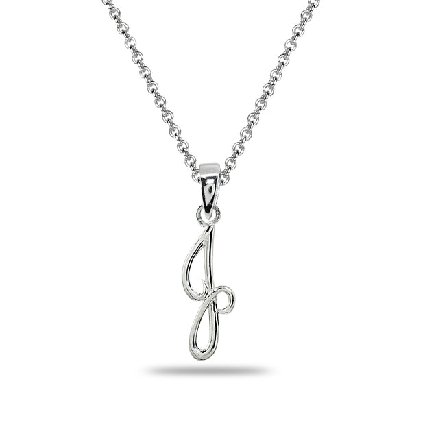 Sterling Silver J Letter Initial Alphabet Name Personalized 925 Silver Pendant Necklace