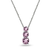 Sterling Silver Created Alexandrite Round 3-Stone Journey Slide Pendant Necklace