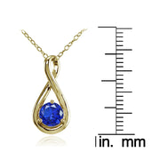 Yellow Gold Flashed Sterling Silver Created Blue Sapphire Polished 5mm Round Infinity Necklace