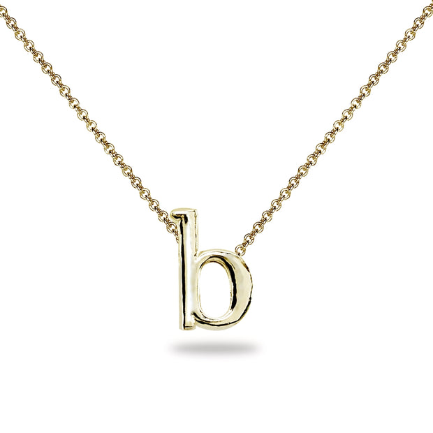 Yellow Gold Flashed Sterling Silver B Letter Initial Alphabet Name Personalized 925 Silver Necklace, 15” + Extender