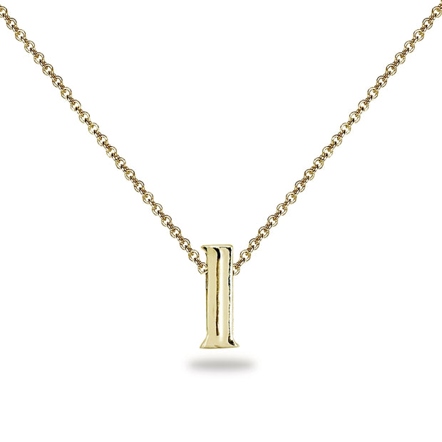 Yellow Gold Flashed Sterling Silver L Letter Initial Alphabet Name Personalized 925 Silver Necklace, 15” + Extender