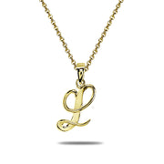 Yellow Gold Flashed Sterling Silver L Letter Initial Alphabet Name Personalized 925 Silver Pendant Necklace