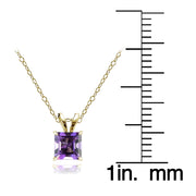 14k Yellow Gold African Amethyst 5mm Princess-Cut Pendant Necklace