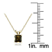 14k Yellow Gold Smoky Quartz 5mm Princess-Cut Pendant Necklace