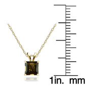 14k Yellow Gold Smoky Quartz 6mm Princess-Cut Pendant Necklace