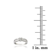 Sterling Silver 1/ ct Diamond Twist & Heart Promise Ring