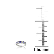 Sterling Silver 1.2ct Created Blue & White Sapphire Half-Eternity Band Ring
