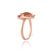 1K Rose Gold over Sterling Silver 1/4ct Red Diamond Love Knot Ring