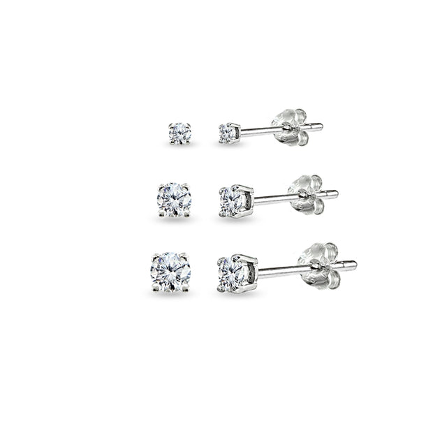 Sterling Silver Garnet and White Topaz Oval Crown Necklace & Stud Earrings  Set