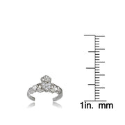 Sterling Silver Cubic Zirconia Claddagh Toe Ring