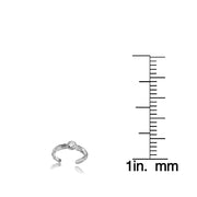 Sterling Silver Cubic Zirconia Bezel-Set Hammered Toe Ring