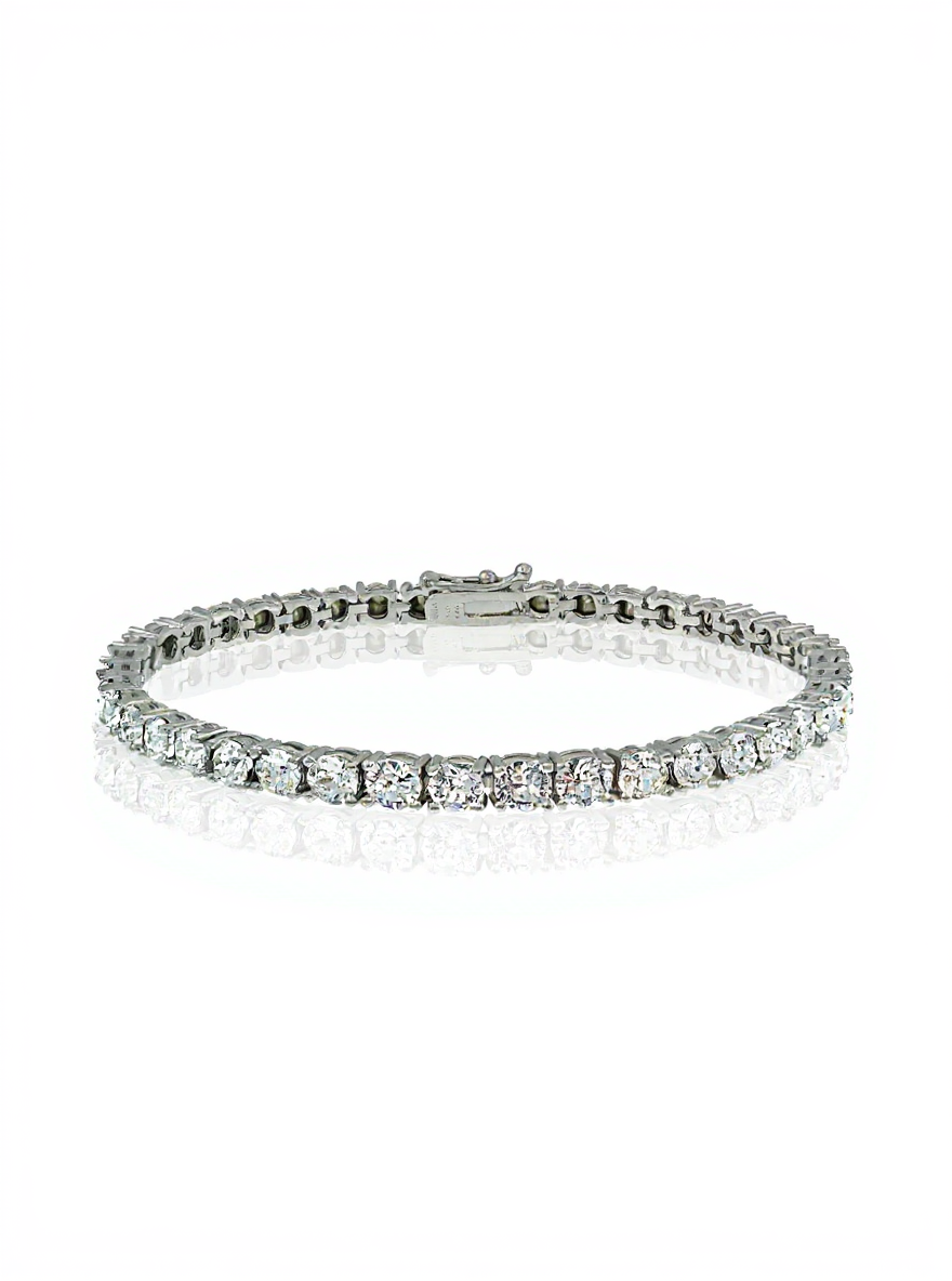 Sterling Silver 3mm Swarovski Crystal Round Tennis Bracelet