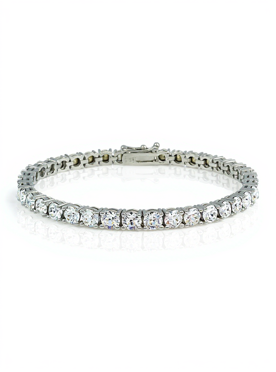 Sterling Silver 4mm Swarovski Crystal Round Tennis Bracelet