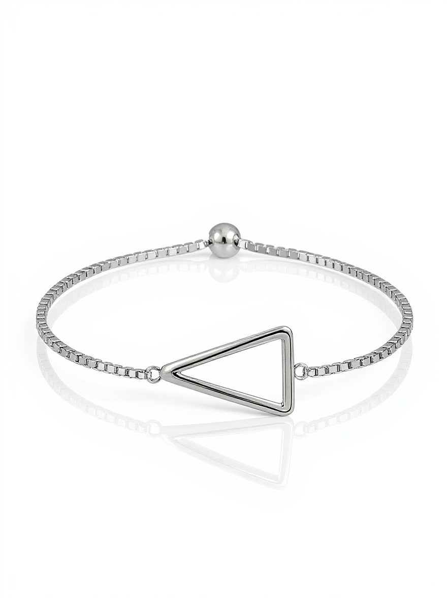 Sterling Silver Polished Triangle Charm Adjustable Bolo Bracelet
