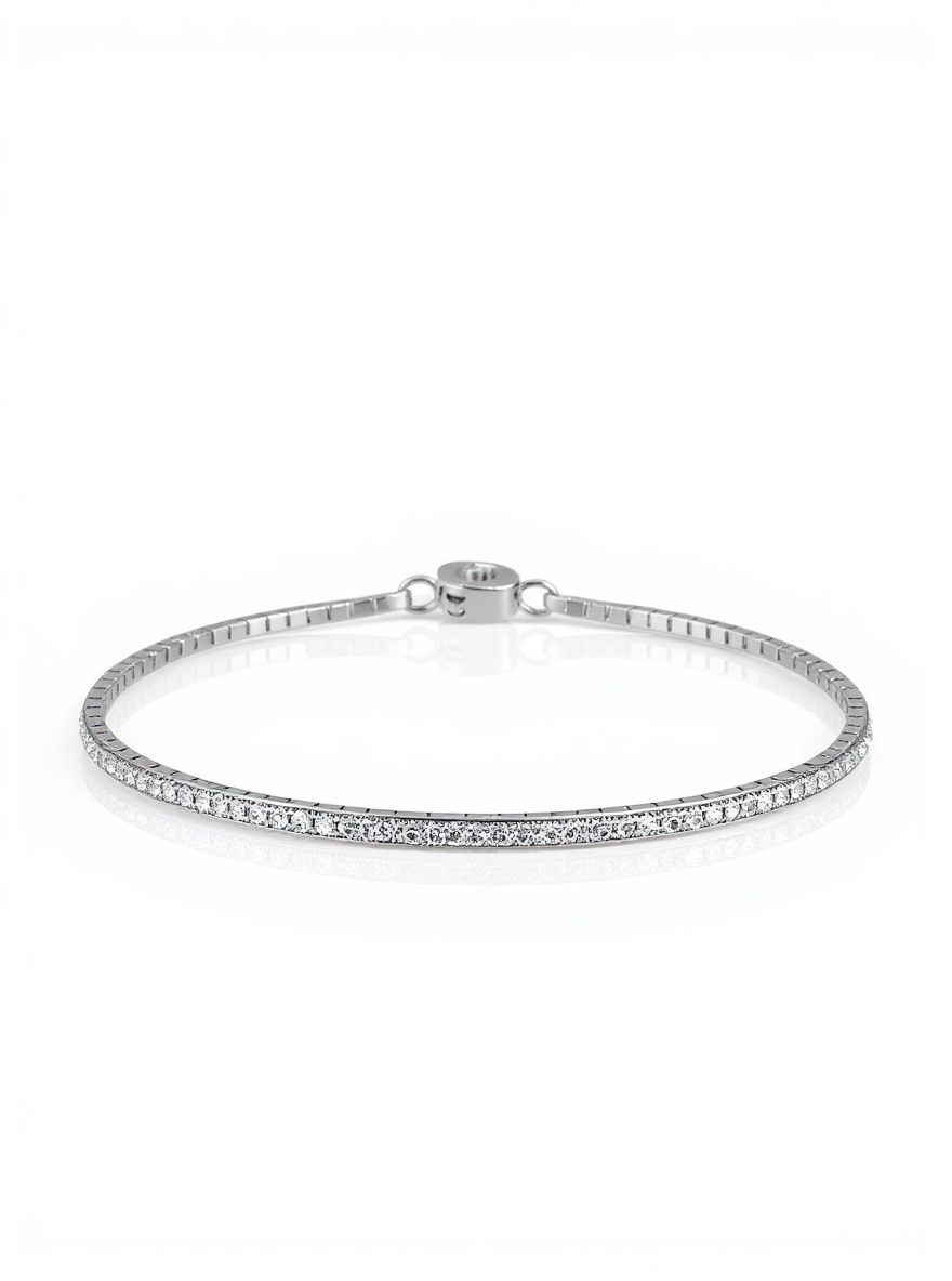 Sterling Silver CZ Bar Wing Charm Adjustable Bolo Bracelet