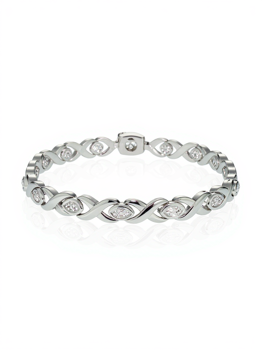 Sterling Silver Diamond Accent X-Link Tennis Adjustable Bolo Bracelet