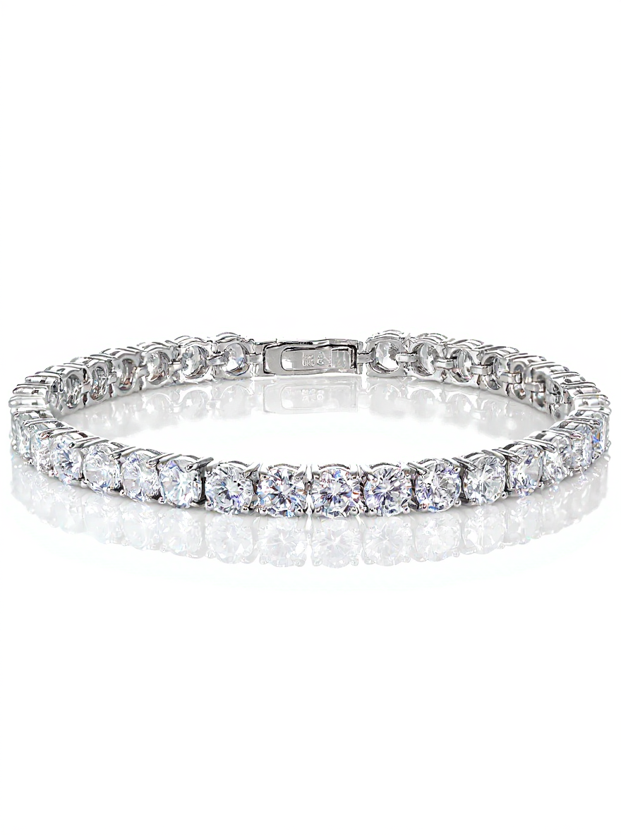 Sterling Silver CZ 5mm Round Tennis Bracelet-1