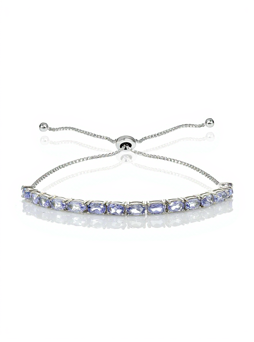 Sterling Silver Tanzanite 5x3mm Oval Adjustable Bolo Bracelet