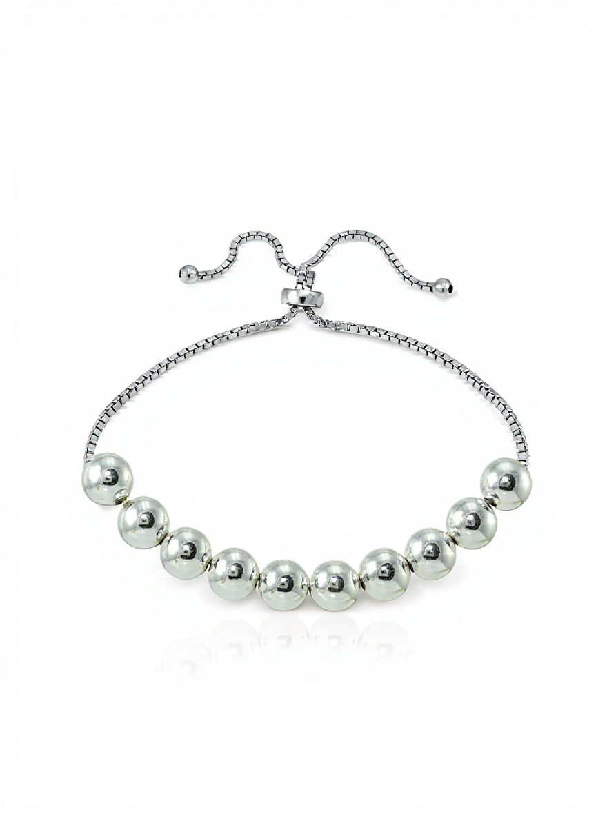 Sterling Silver 8mm Bead Adjustable Bolo Bracelet