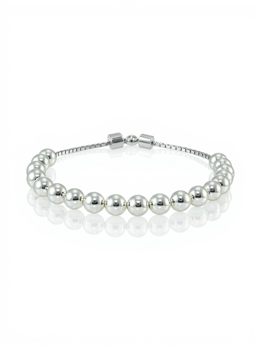 Sterling Silver 6mm Bead Adjustable Bolo Bracelet