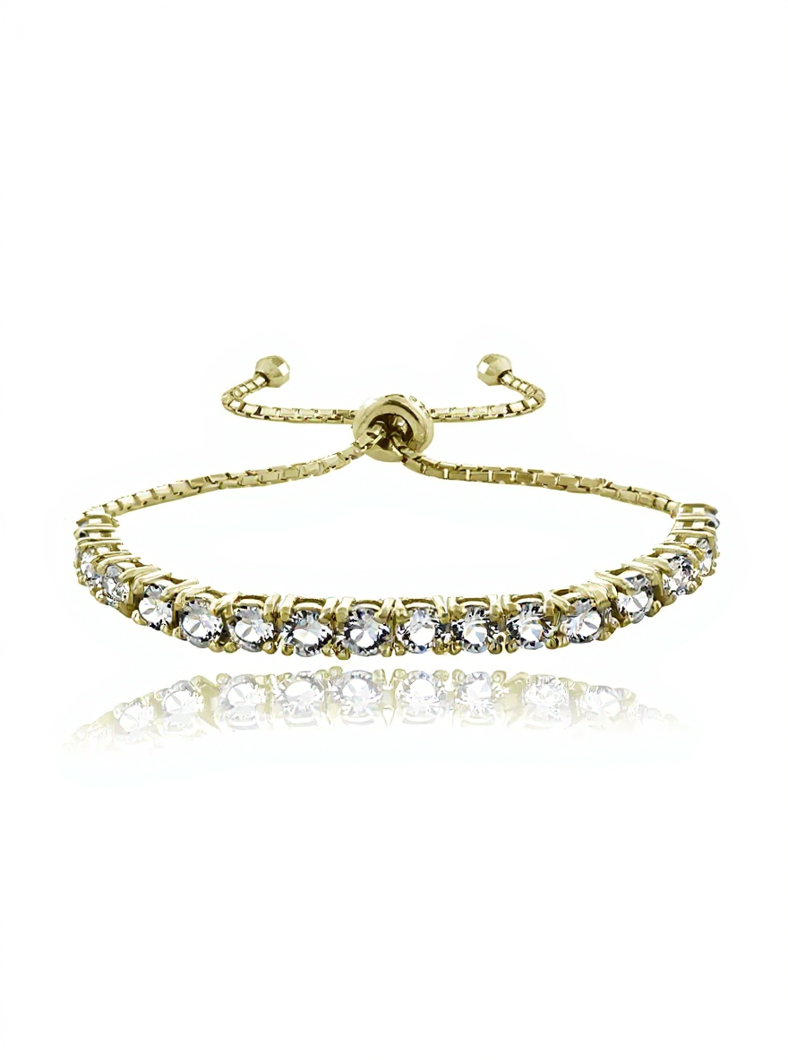18K Gold over Sterling Silver Swarovski Crystal Adjustable Bracelet