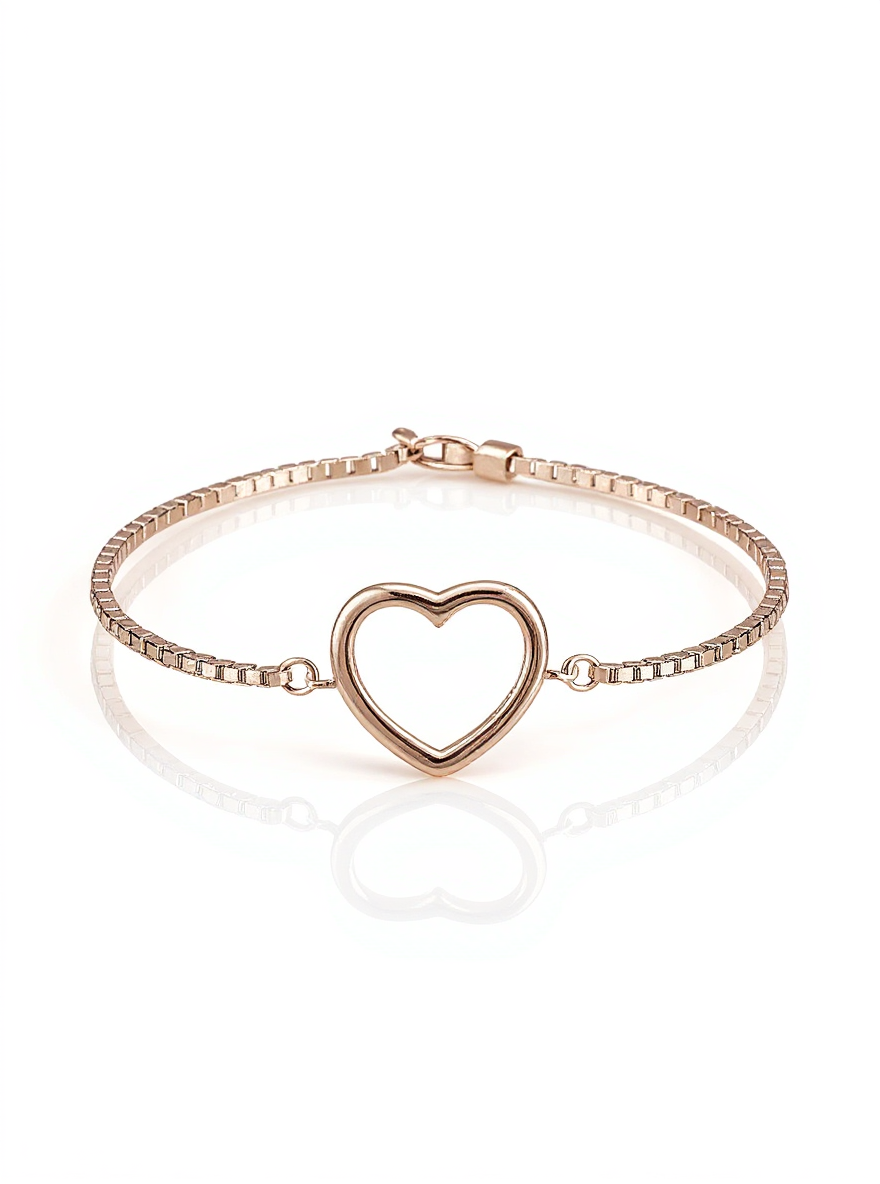 Rose Gold Tone over Sterling Silver Open Heart Adjustable Bracelet