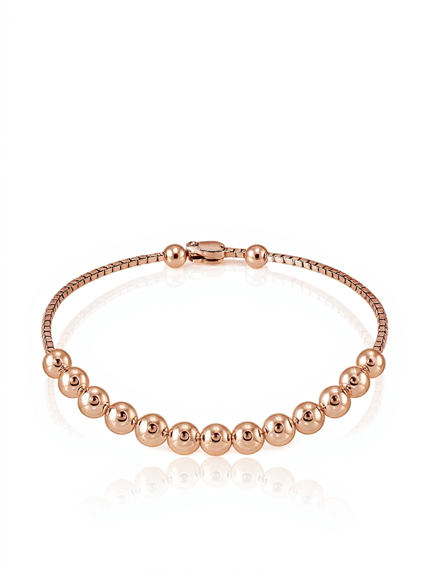 Rose Gold Flashed Sterling Silver 6mm Bead Adjustable Bracelet