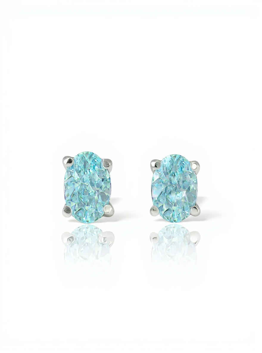 Sterling Silver Genuine Apatite 5x3mm Oval Stud Earrings