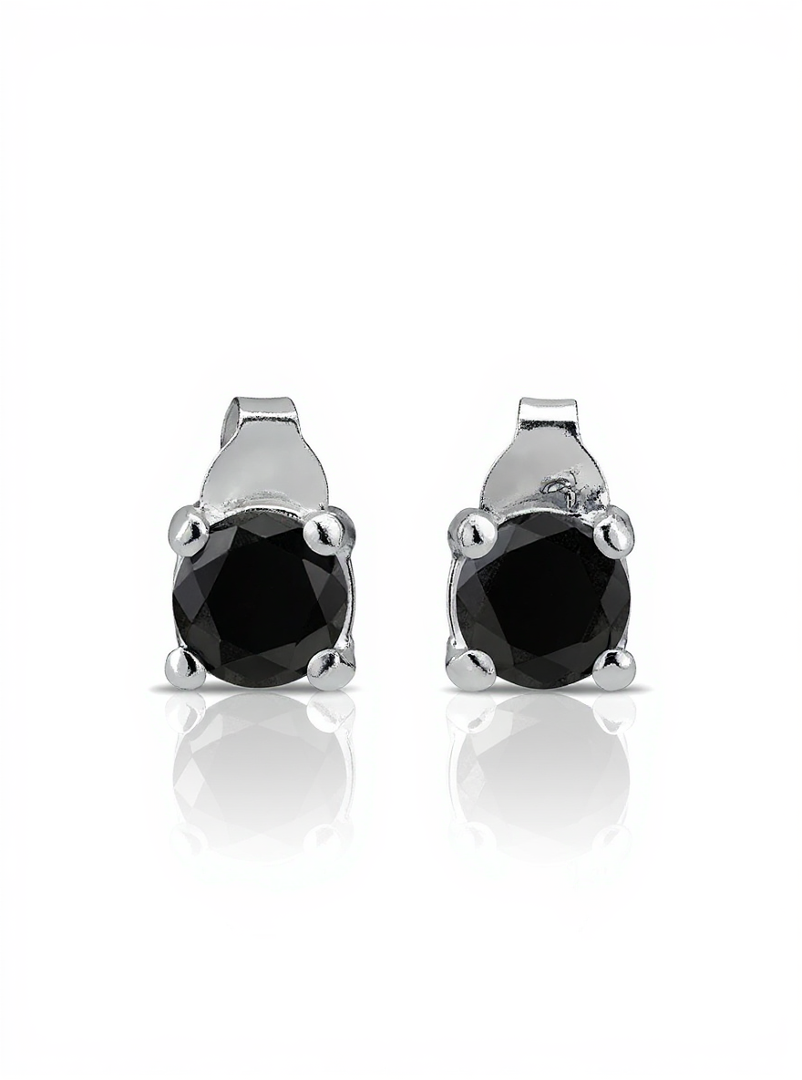 Sterling Silver Black Diamond Stud Earrings 1/4ct