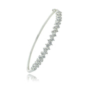Fine Silver Plate Pave (2 1/8 cttw) Cubic Zirconia Hinge Bangle Bracelet