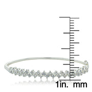 Fine Silver Plate Pave (2 1/8 cttw) Cubic Zirconia Hinge Bangle Bracelet