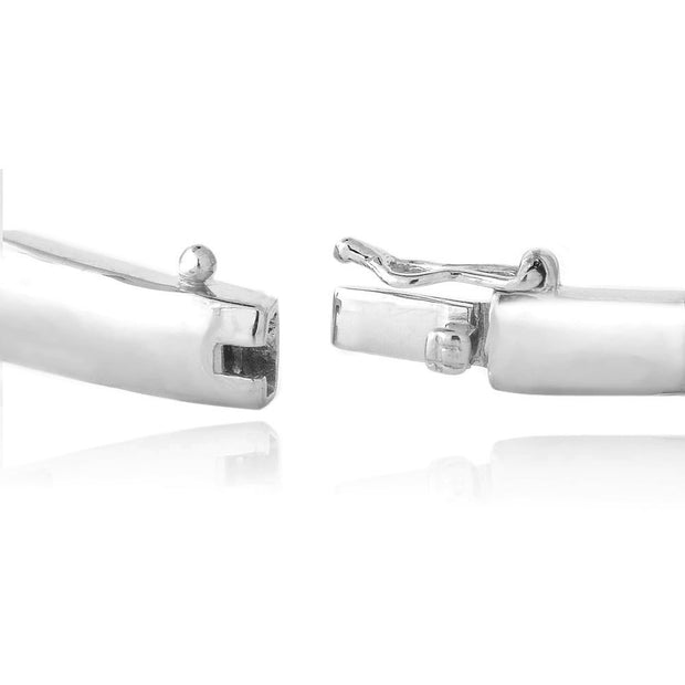 Fine Silver Plate Pave (2 1/8 cttw) Cubic Zirconia Hinge Bangle Bracelet