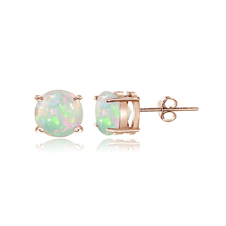 Rose Gold Tone over Sterling Silver 1.10ct Ethiopian Opal 6mm Stud Earrings