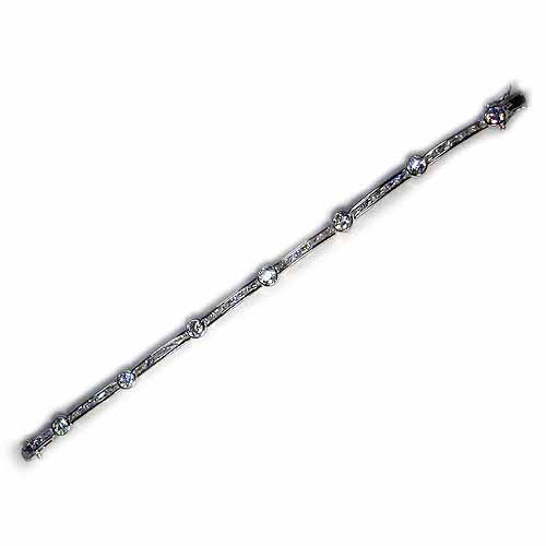 Sterling Silver Round CZ Bar Bracelet-3