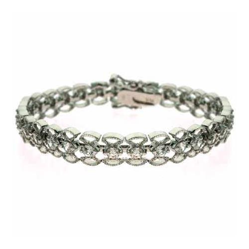 Sterling Silver Filigree CZ Vintage-Style Bracelet-2
