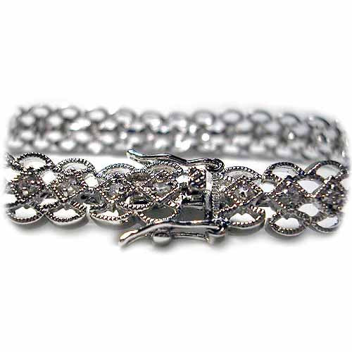 Sterling Silver Filigree CZ Vintage-Style Bracelet-4