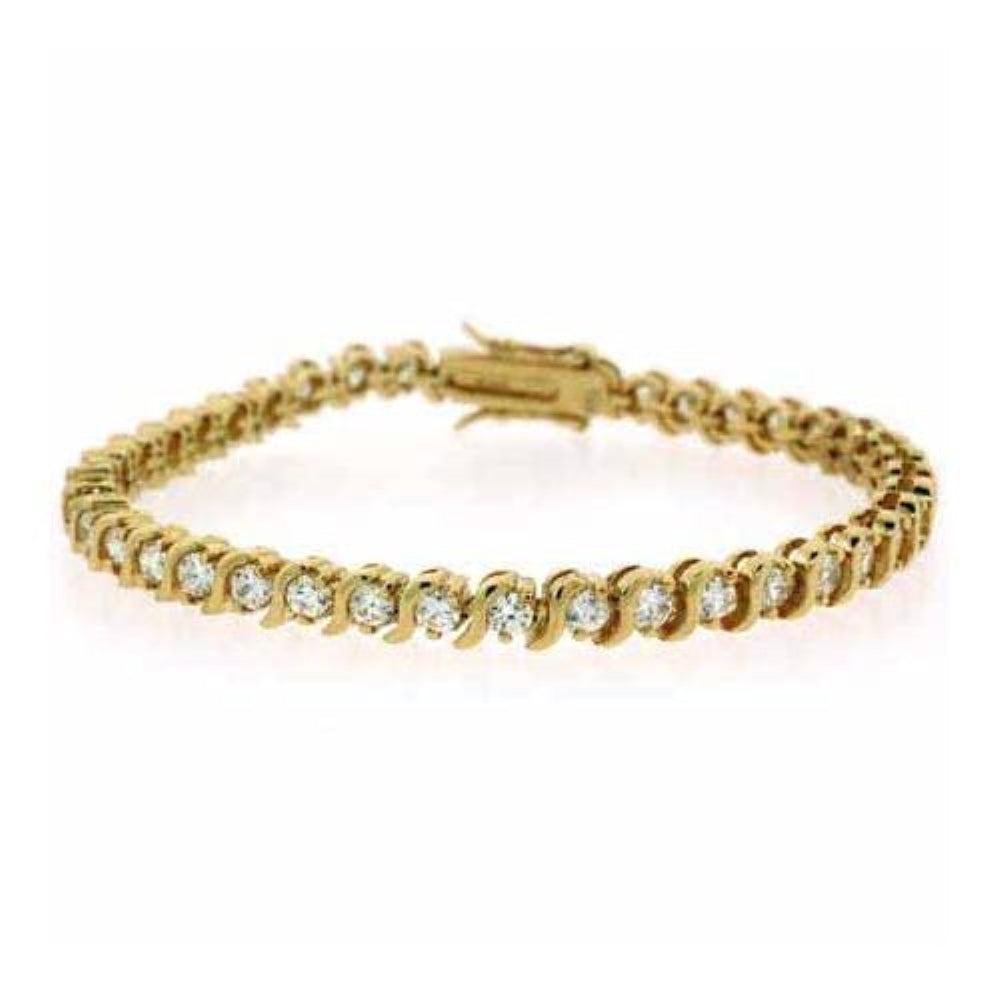 24k over Sterling Silver Created Diamond CZ Bracelet