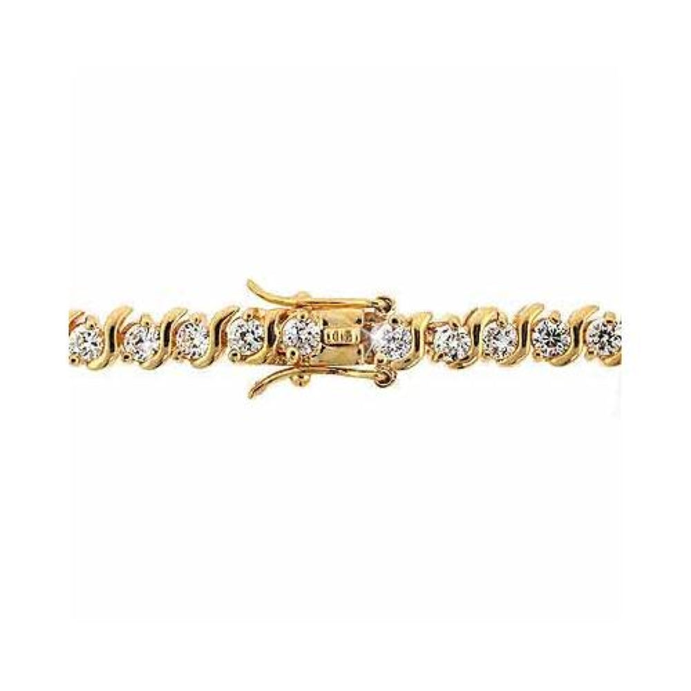 24k over Sterling Silver Created Diamond CZ Bracelet-3