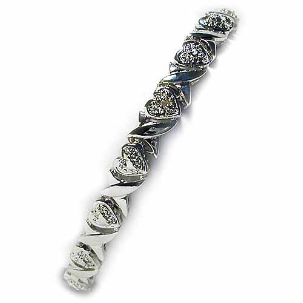Sterling Silver 1/4 ct Diamond  X & Heart Bracelet-2