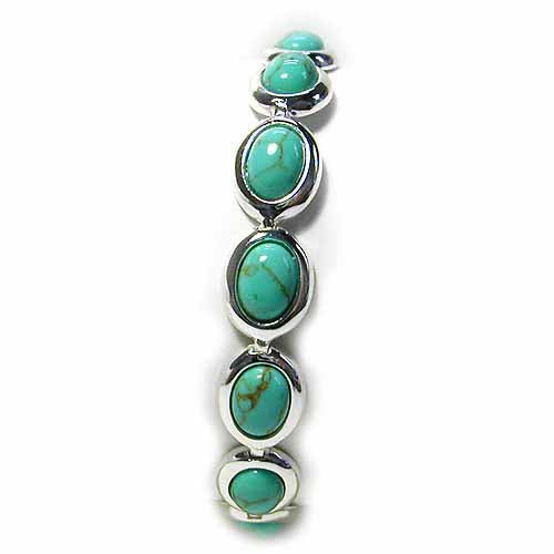 Stunning! Sterling Silver Bracelet with oval Turquoise Stone-2