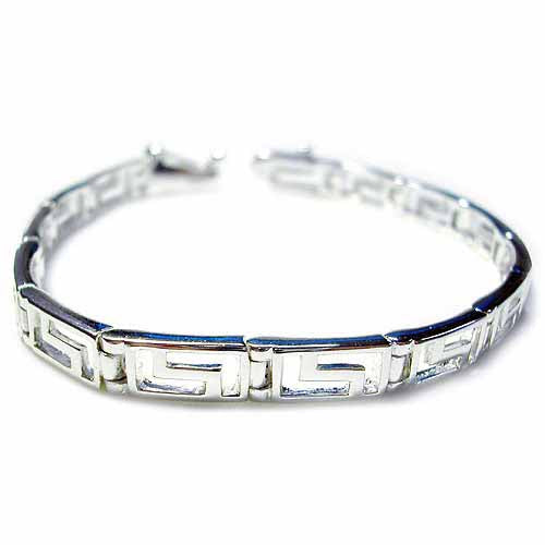 Sterling Silver Polished Greek Key link Bracelet
