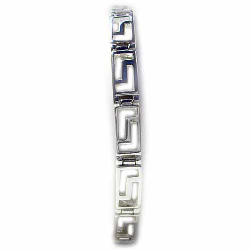 Sterling Silver Polished Greek Key link Bracelet-2