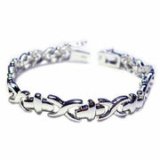 Sterling Silver X & Cross Link Bracelet