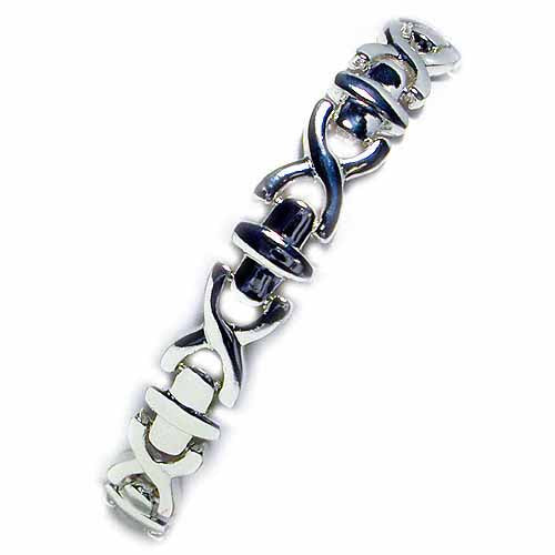Sterling Silver X & Cross Link Bracelet-2